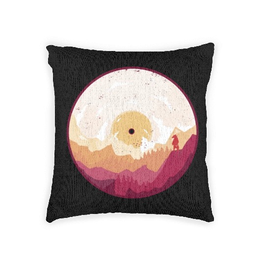 Vinyl Forest Silhouette Nature Music Lover Woven Pillows