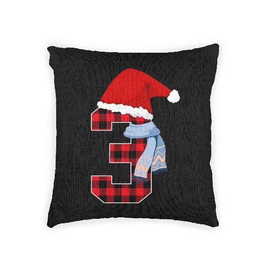 Number 3 Christmas Graphic 3 Year Old Kids Xmas Woven Pillows