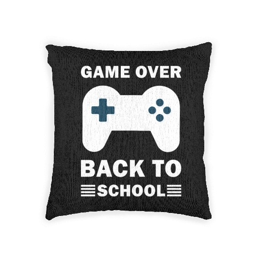 Game Over Back To School Funny Video Gamer Gaming Woven Pillows