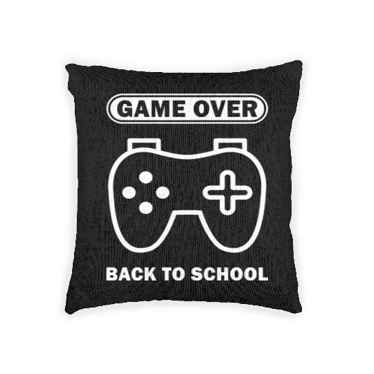 Game Over Back To School Funny Video Gamer Gaming Woven Pillows