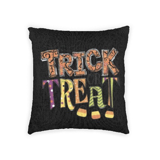 Trick or treat Funny Happy Halloween Pumpkin Spice Woven Pillows