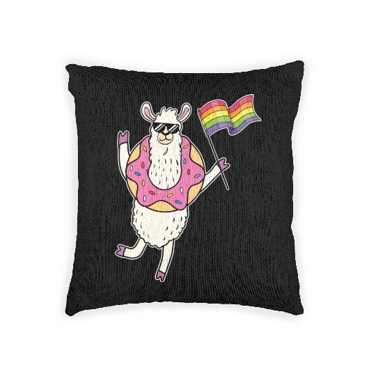 LGBT Rainbow Funny Llama Gay Pride Lesbian Gift Woven Pillows
