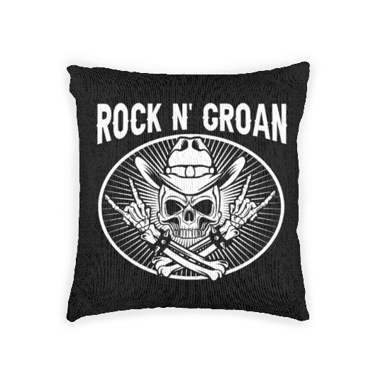 Halloween Cowboy Skeleton Rocker Hand Rock Woven Pillows