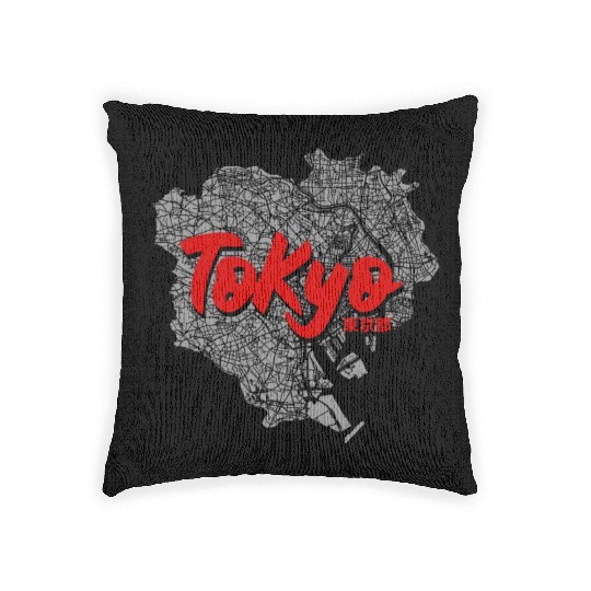 Tokyo, Japan City Map Woven Pillows