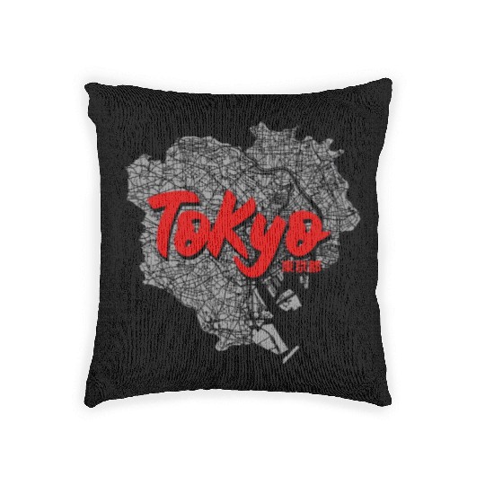 Tokyo, Japan City Map Woven Pillows