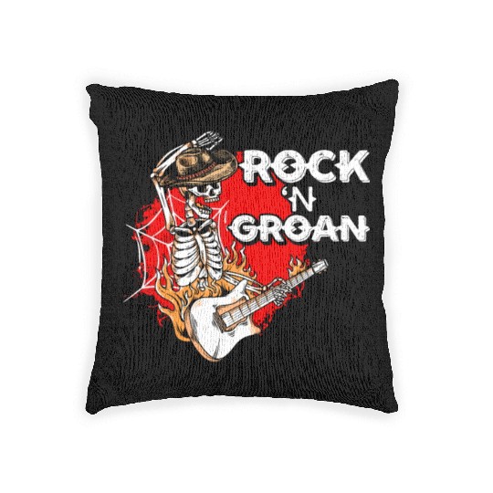 Halloween Cowboy Skeleton Rocker Hand Rock Woven Pillows