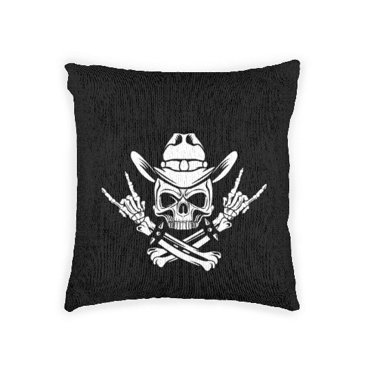 Halloween Cowboy Skeleton Rocker Hand Rock Woven Pillows