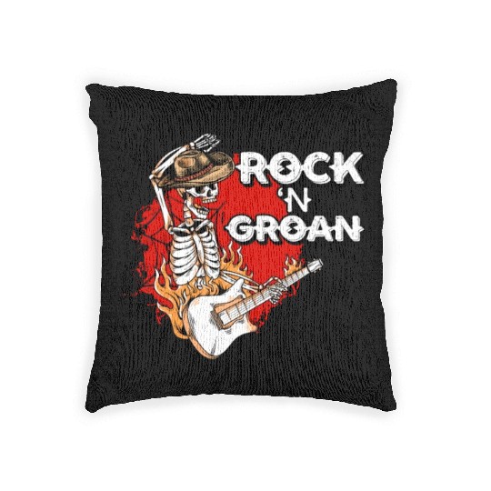 Halloween Cowboy Skeleton Rocker Hand Rock Woven Pillows