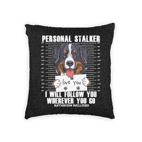 Bernese Mountain Dog Stalker Cartoon Woven Pillows