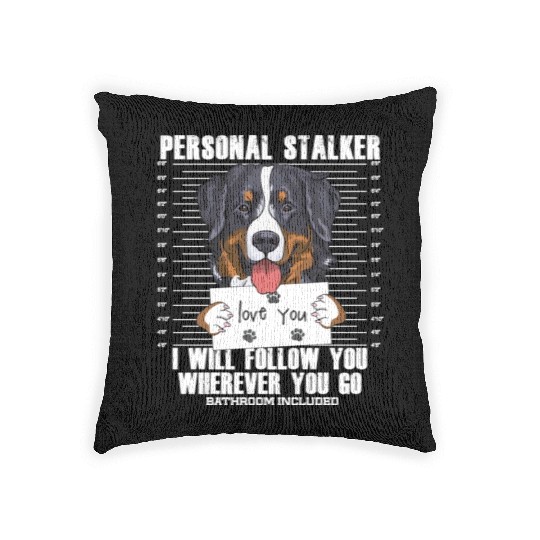 Bernese Mountain Dog Stalker Cartoon Woven Pillows
