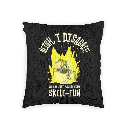Halloween Cowboy Skeleton Fun Horse Riding Woven Pillows