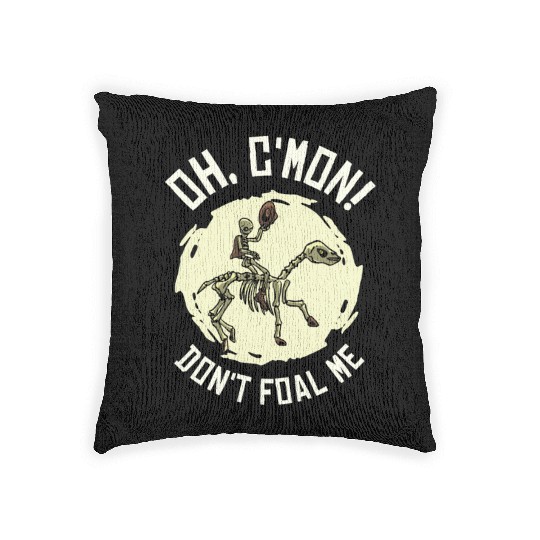 Halloween Cowboy Skeleton Foal Horse Riding Woven Pillows