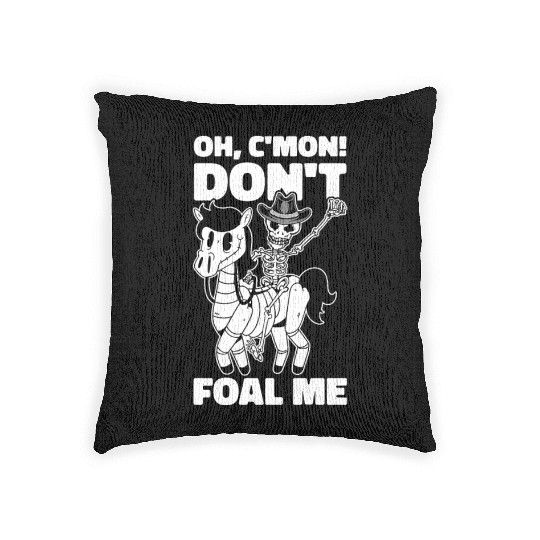 Halloween Cowboy Skeleton Foal Horse Riding Woven Pillows