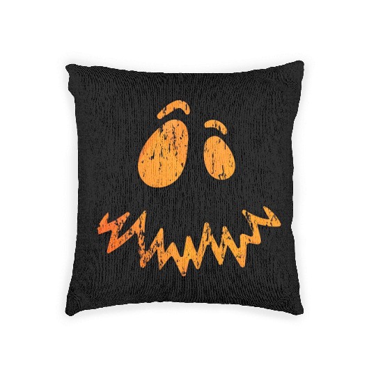 Jack O Lantern Scary Carved Pumpkin Face Woven Pillows