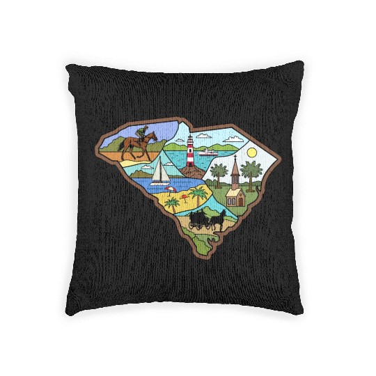 Vintage Charleston Columbia South Carolina Map Woven Pillows