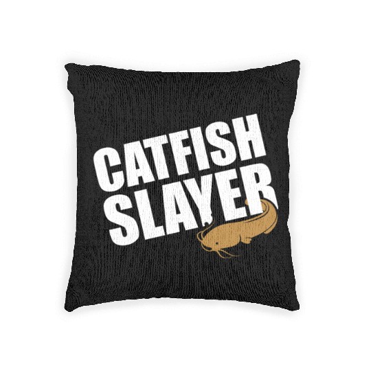 Catfish Slayer - Wels Catfish Hunter Woven Pillows