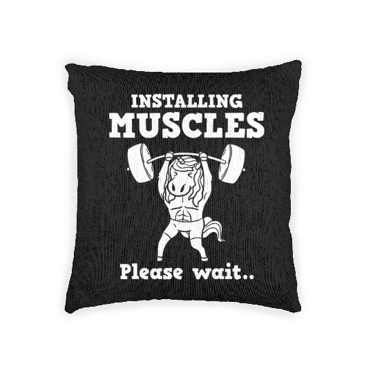 Unicorn Muscle Workout Fitness Training Sport Gym Woven Pillows