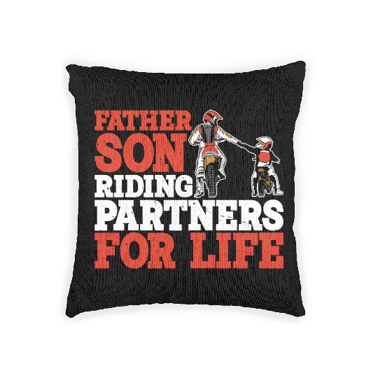 Father Son, Riding Partners For Life 3 Woven Pillows