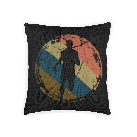 Running Men Runner Gifts Marathon Runner Vintage R Woven Pillows