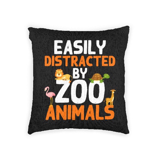 Zoo Animals Giraffe Lion Flamingo Zoo Woven Pillows