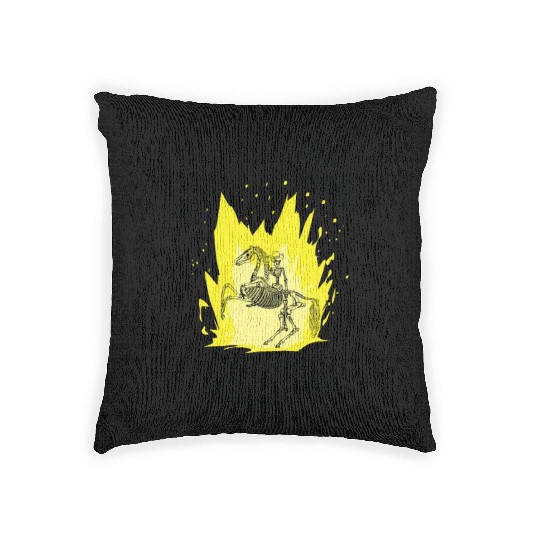 Halloween Cowboy Skeleton Fun Horse Riding Woven Pillows