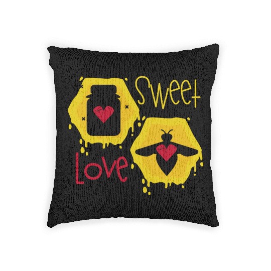Sweet love yellow honey bee Woven Pillows