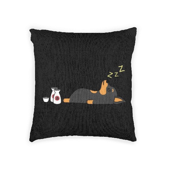 Miniature Pinscher Sake Drunk Woven Pillows