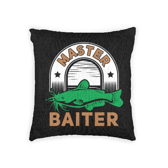 Master Baiter - Wels Catfish Hunter Woven Pillows