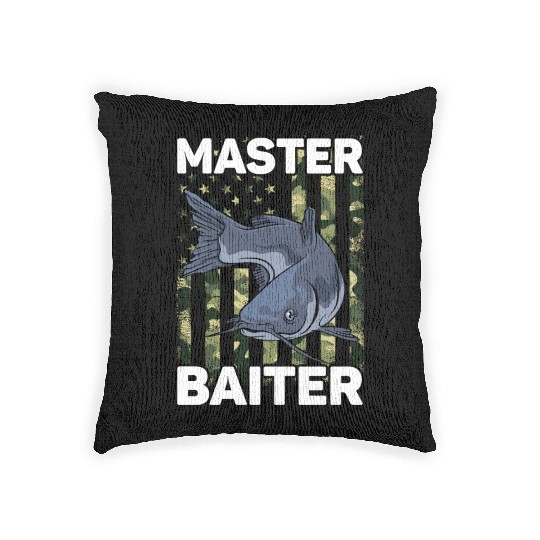 Master Baiter - Wels Catfish Hunter Woven Pillows