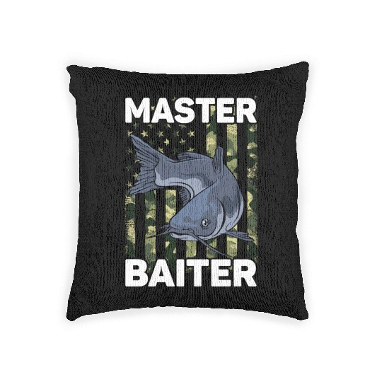 Master Baiter - Wels Catfish Hunter Woven Pillows