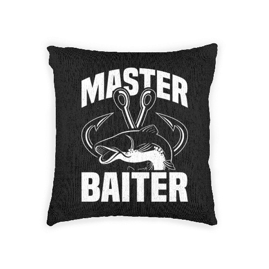 Master Baiter - Wels Catfish Hunter Woven Pillows