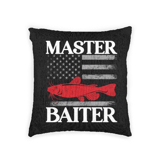 Master Baiter - Wels Catfish Hunter Woven Pillows