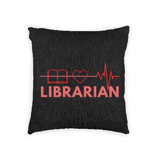 Funny Librarian Heart Beat Art Premium Woven Pillows