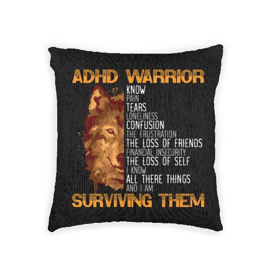 ADHD Warrior Embrace Neurodiversity ADHD Awareness Woven Pillows