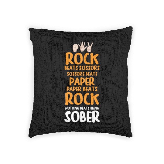 Sobriety Gift for Men or Women Rock Paper Scissors Woven Pillows