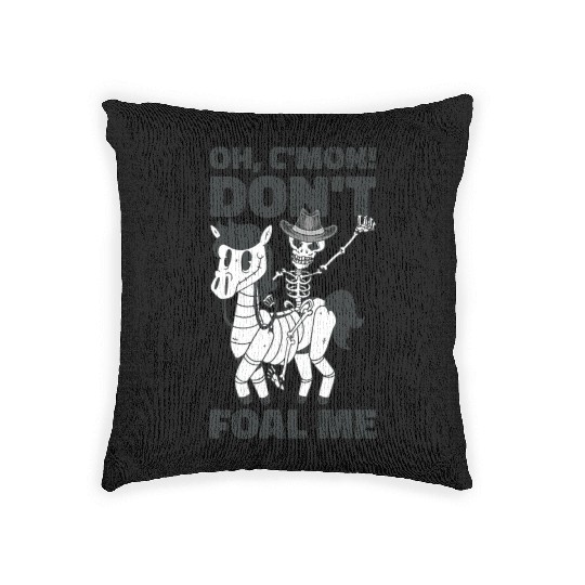 Halloween Cowboy Skeleton Foal Horse Riding Woven Pillows