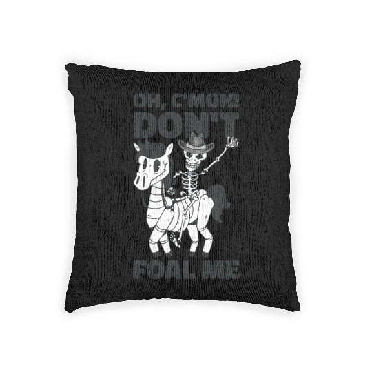 Halloween Cowboy Skeleton Foal Horse Riding Woven Pillows