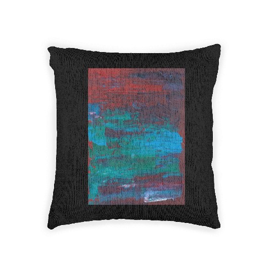 Abstract Red Green Minimalist Painting Woven Pillows