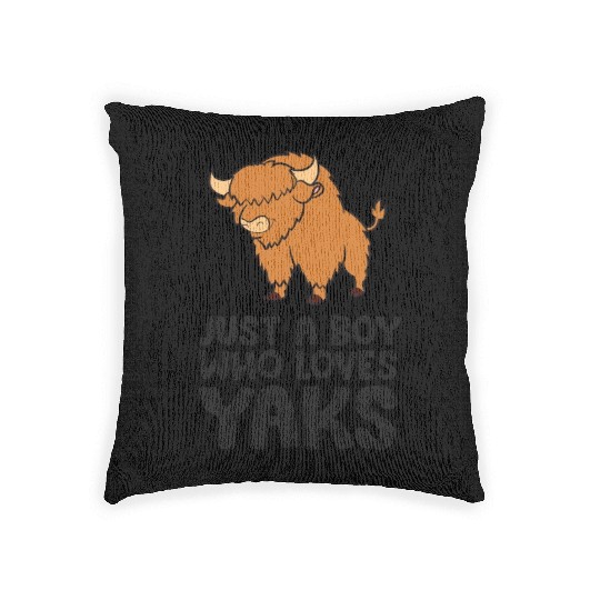 Just a Boy Who Loves Yaks Woven Pillows