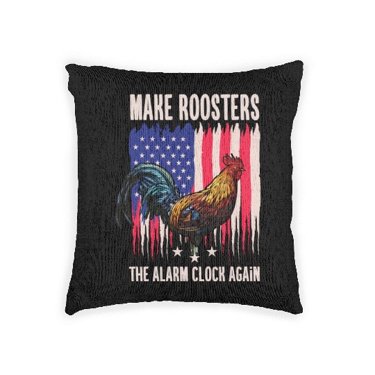 Funny Patriotic Rooster Lover Cartoon Woven Pillows