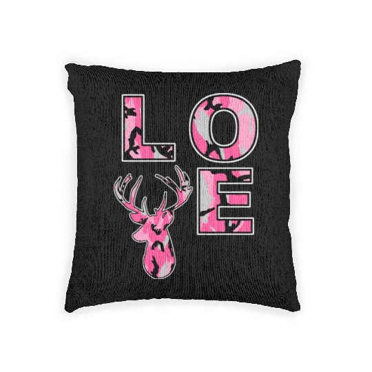 K Camouflage Buck Love Deer Hunting Hunter Woven Pillows