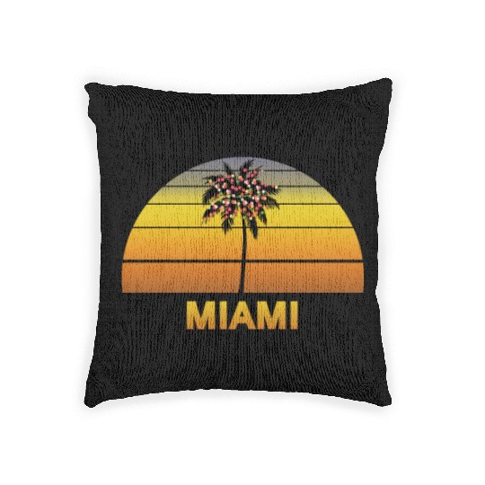 Miami Florida Palm Tree Christmas Lights Family Woven Pillows