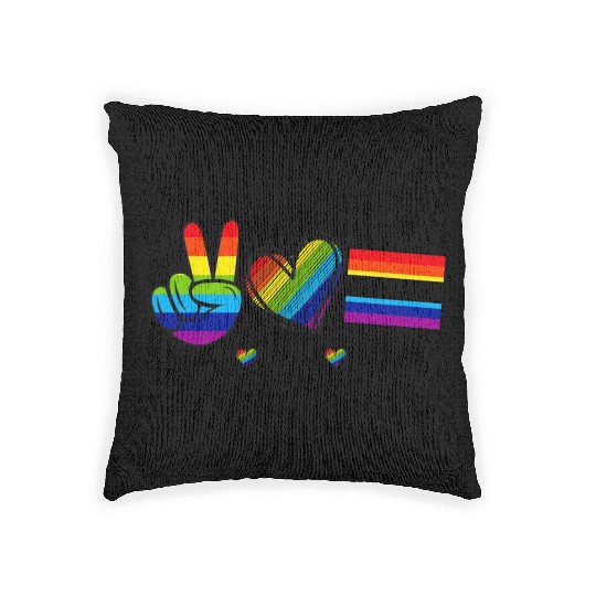Peace Love Equality - Rainbow LGBT Tolerance Woven Pillows