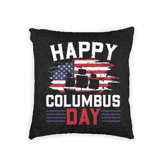 Happy Columbus Day USA Christopher Columbus Woven Pillows