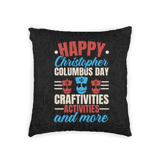 Happy Columbus Day USA Christopher Columbus Woven Pillows