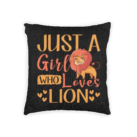 A Girl Who Loves Lion Woven Pillows
