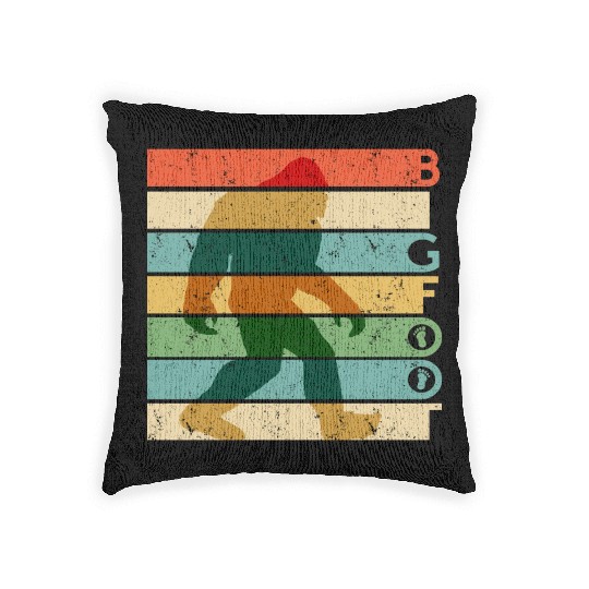 Bigfoot Retro Vintage Sasquatch Yeti Rainbow Woven Pillows