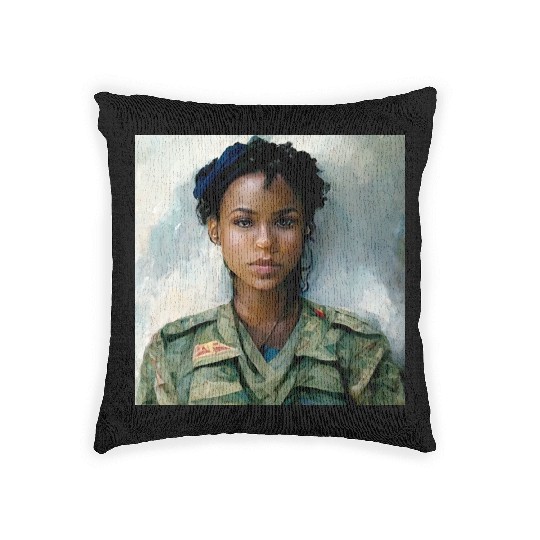 Beautiful US army combat medic painting Woven Pillows