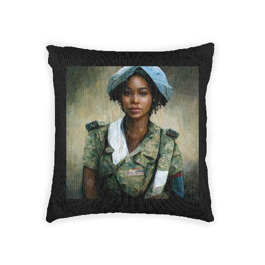 Beautiful US army combat medic painting Woven Pillows