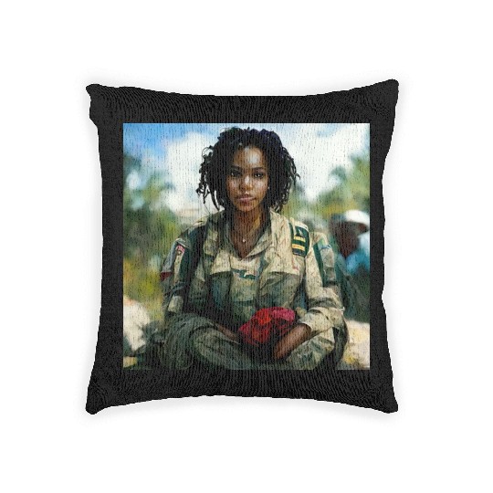 Beautiful US army combat medic painting Woven Pillows